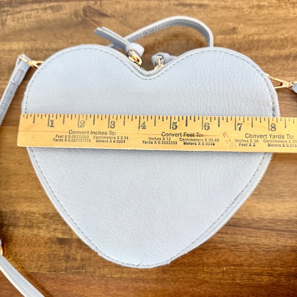 LC Lauren Conrad Heart-Shaped Light Powder Blue Crossbody Bag - Picture 12 of 13